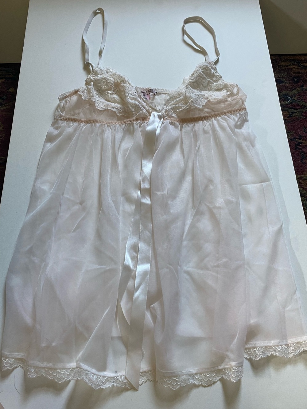 Victoria's Secret Sheer Lace Babydoll Slip in Ivory White